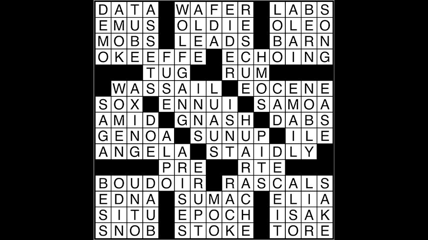 Crossword puzzle answers: November 2, 2017