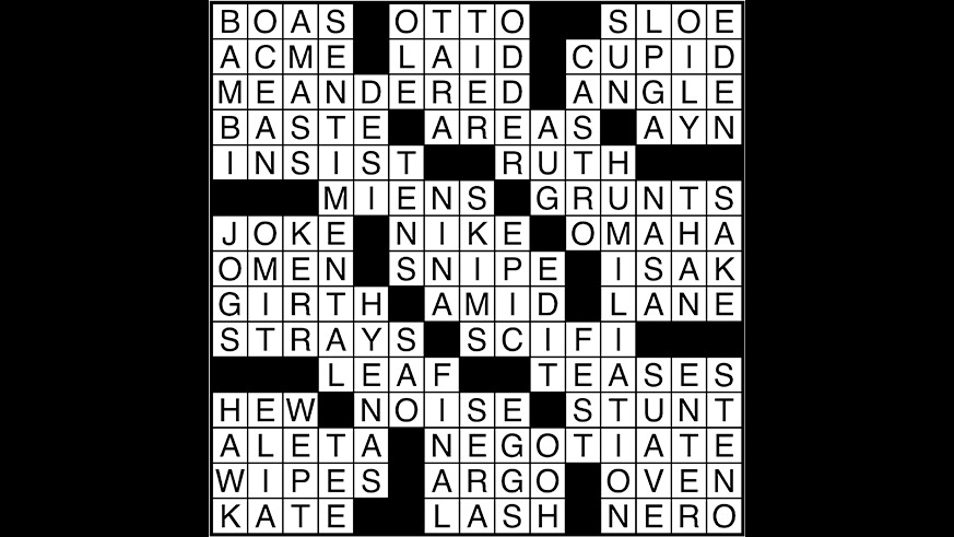 Crossword puzzle answers: November 2, 2016