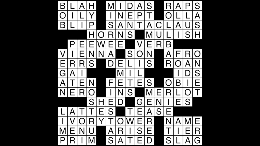 Crossword puzzle answers: November 7, 2017