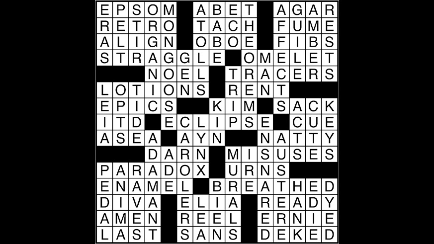 Crossword puzzle answers: November 8, 2017