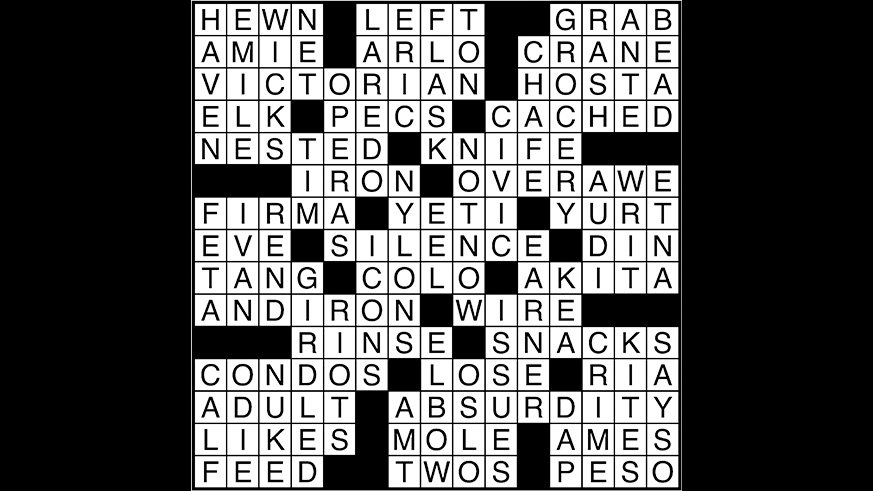 Crossword puzzle answers: November 9, 2017