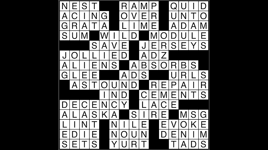 Crossword puzzle answers: October 18, 2017