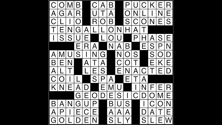 Crossword puzzle answers: October 19, 2017