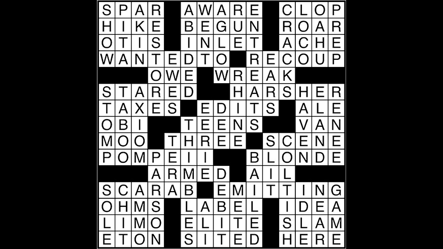 Crossword puzzle answers: October 26, 2017