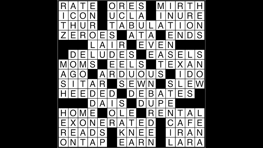Crossword puzzle answers: October 27, 2017