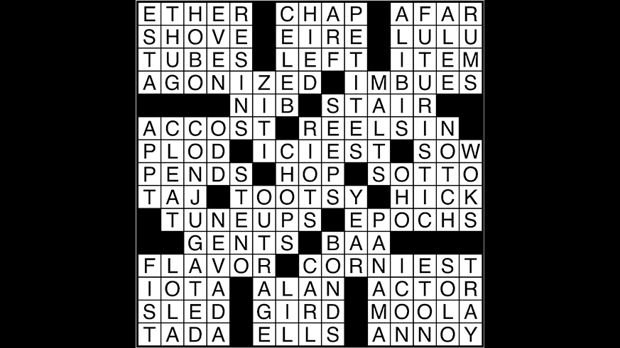 Crossword puzzle answers: August 23, 2017