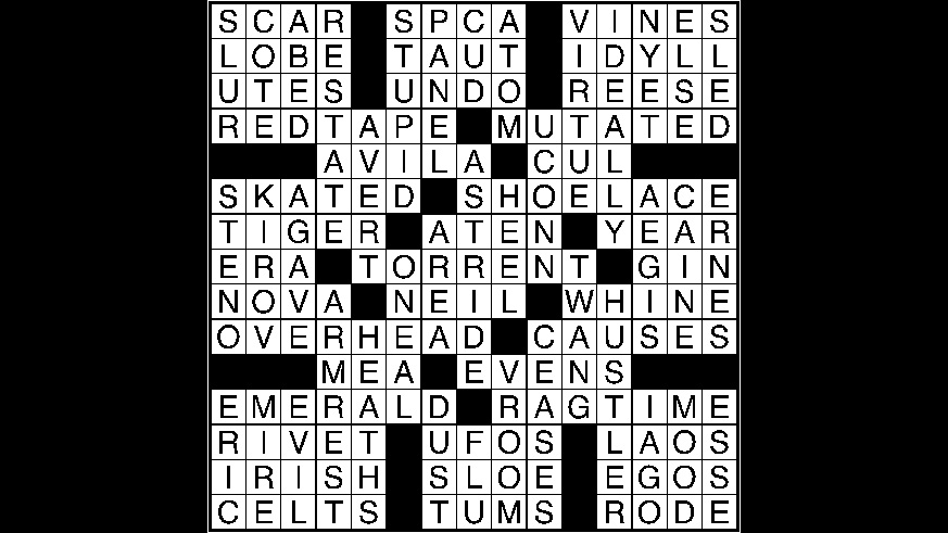 Crossword puzzle answers: January 15, 2018