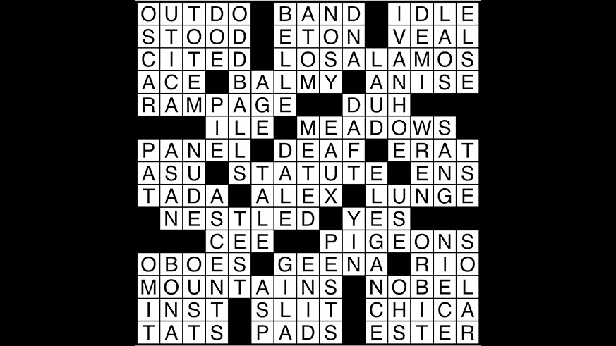 Crossword puzzle answers: October 10, 2017