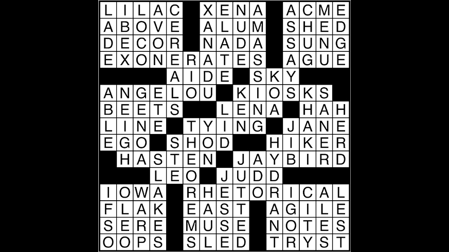 Crossword puzzle answers: October 13, 2017