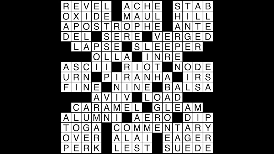 Crossword puzzle answers: October 4, 2017