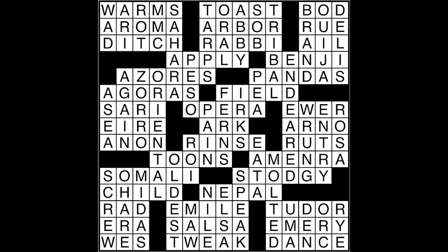 Crossword puzzle answers: October 5, 2017