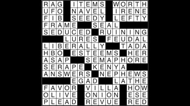 Crossword puzzle answers: September 13, 2017