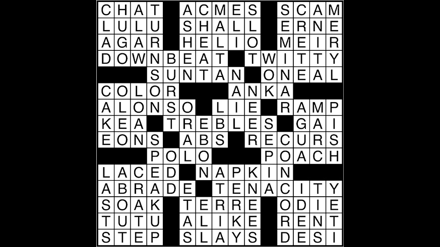 Crossword puzzle answers: September 26, 2017