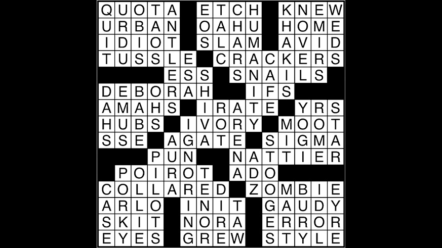 Crossword puzzle answers: September 28, 2017