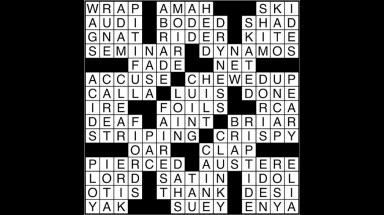 Crossword puzzle answers: September 7, 2017