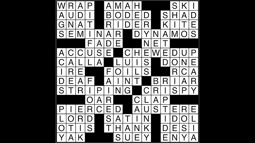 Crossword puzzle answers: September 7, 2017