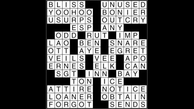 Crossword puzzle answers: May 9, 2018