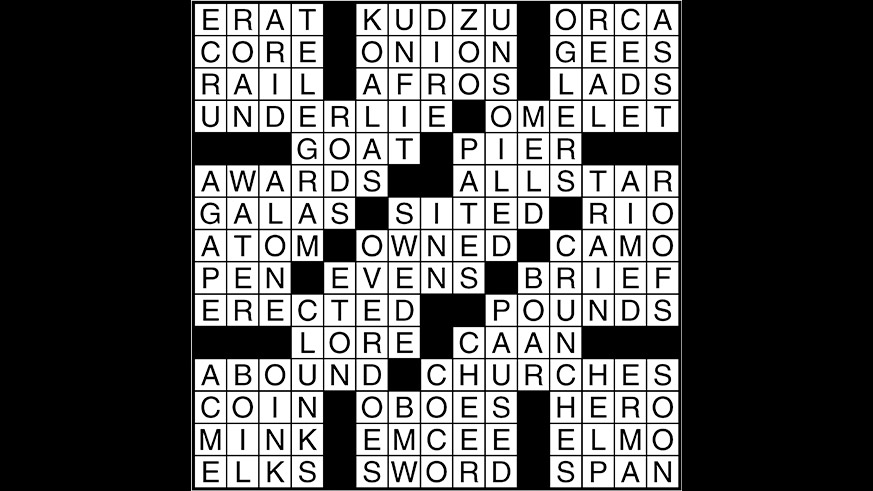 Crossword puzzle answers: August 9, 2017