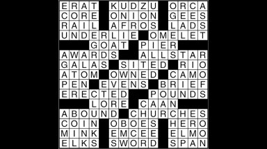 Crossword puzzle answers: August 9, 2017