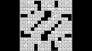Crossword puzzle answers: August 20, 2018
