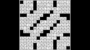 Crossword puzzle answers: August 28, 2018