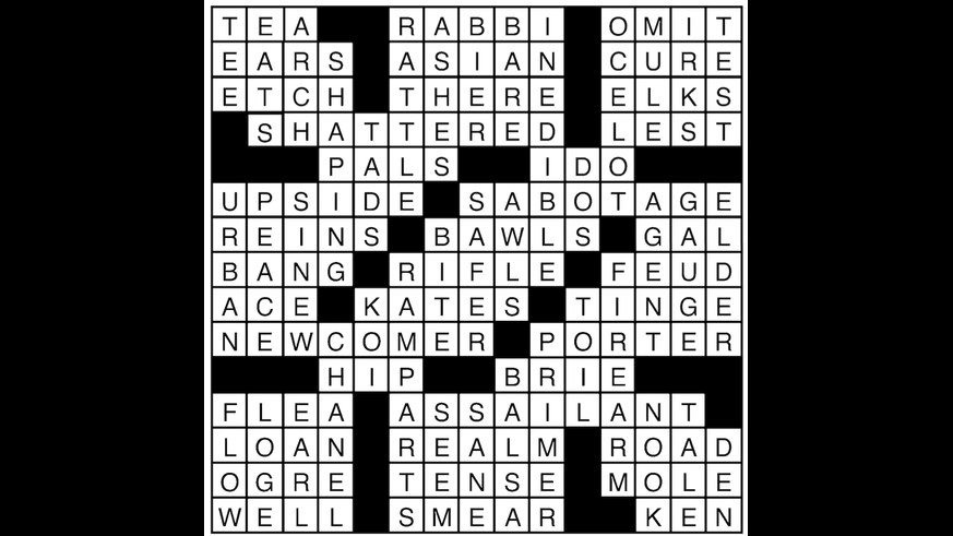 Crossword puzzle answers: August 31, 2018