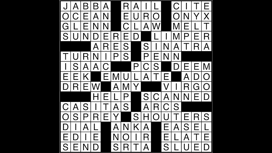 Crossword puzzle answers: July 13, 2017