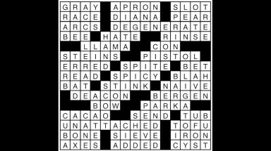 Crossword puzzle answers: September 13, 2018
