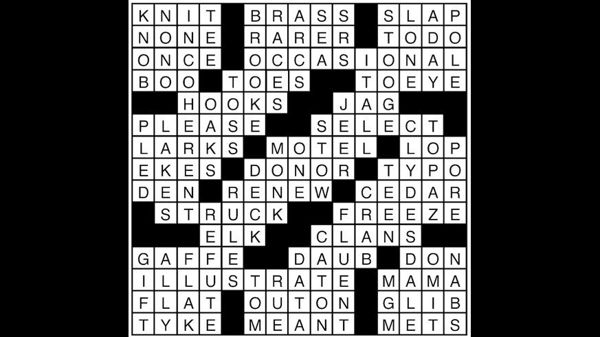 Crossword puzzle answers: September 18, 2018