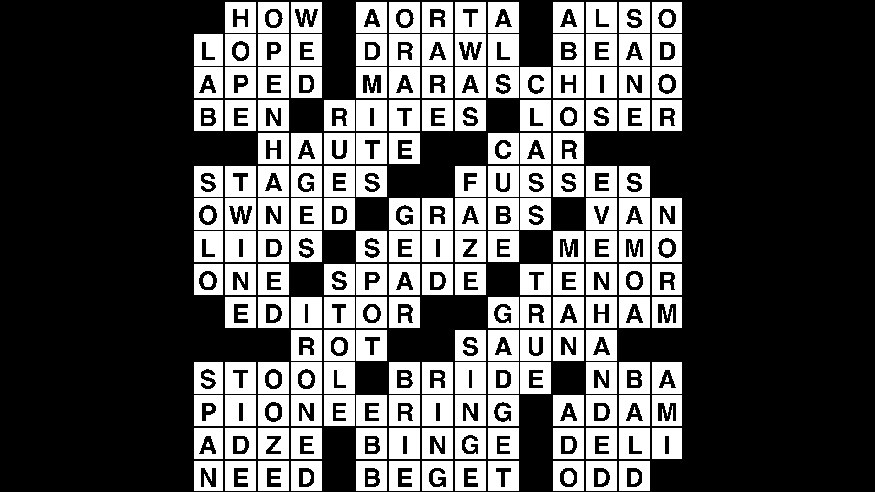 Crossword puzzle answers: September 24, 2018