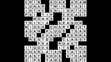 Crossword puzzle answers: September 26, 2018