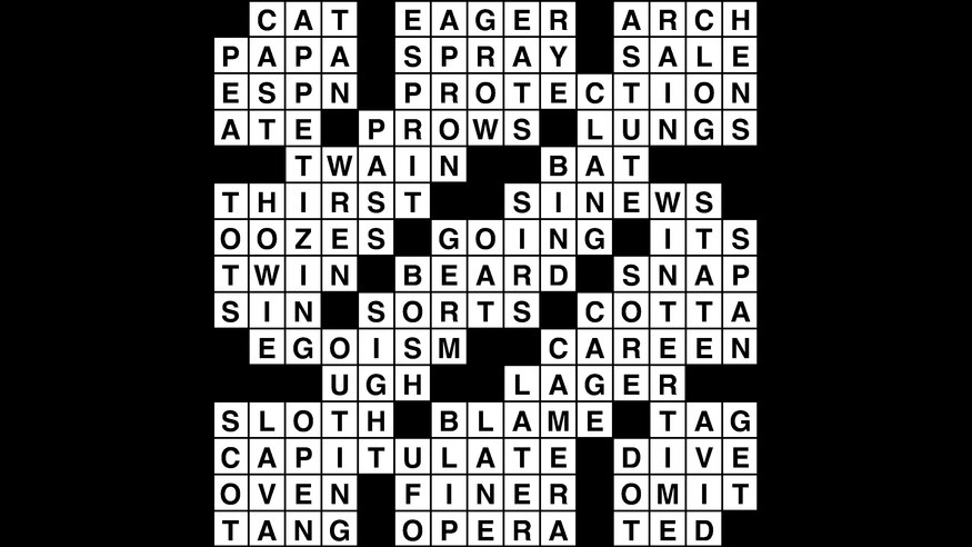 Crossword puzzle answers: September 28, 2018