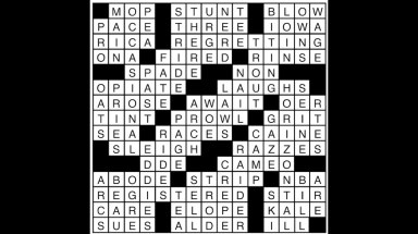 Crossword puzzle answers: September 6, 2018
