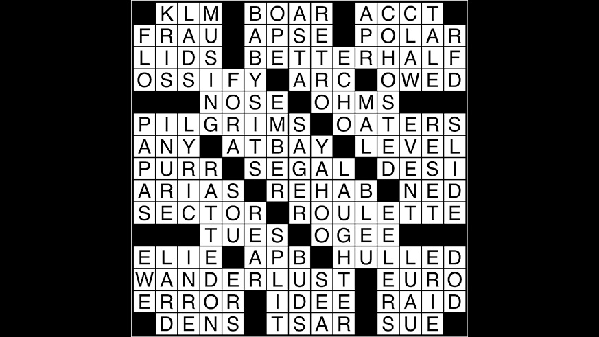 Crossword puzzle answers: January 11, 2018