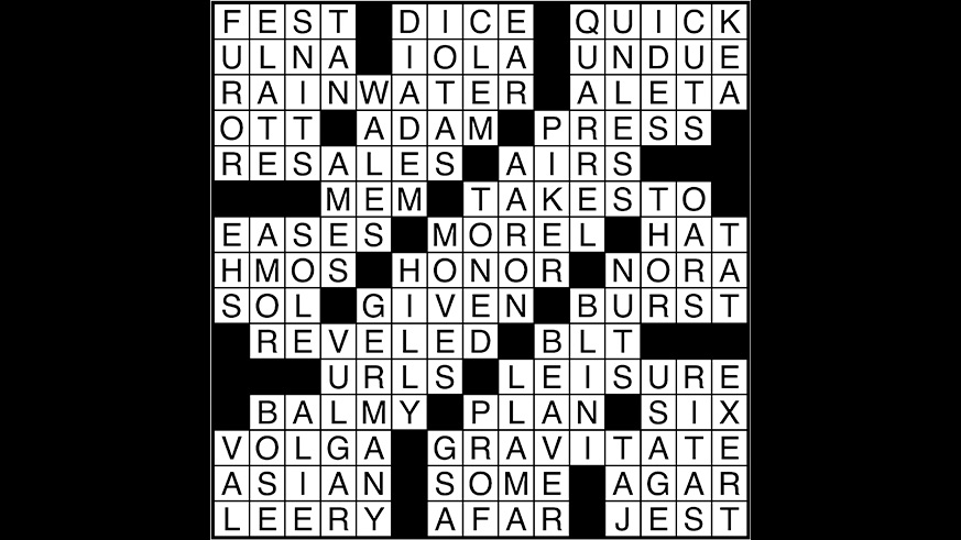 Crossword puzzle answers: January 12, 2018
