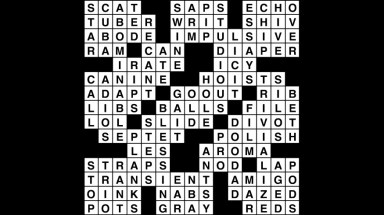 Crossword puzzle answers: October 1, 2018