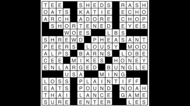 Crossword puzzle answers: September 14, 2018