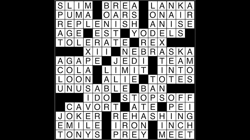 Crossword puzzle answers: July 25, 2017
