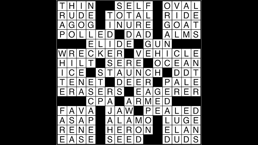 Crossword puzzle answers: July 31, 2017