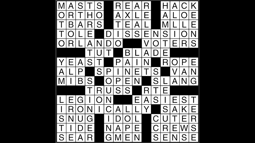 Crossword puzzle answers: August 17, 2017