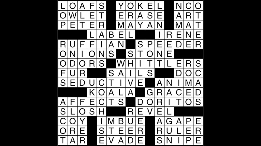 Crossword puzzle answers: August 21, 2017