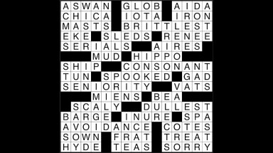Crossword puzzle answers: August 31, 2017