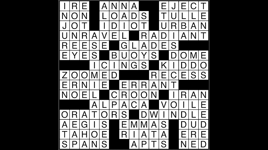 Crossword puzzle answers: February 20, 2018