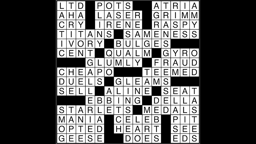 Crossword puzzle answers: February 13, 2018