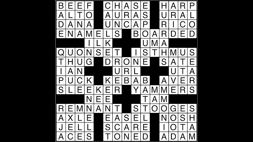Crossword puzzle answers: February 15, 2018