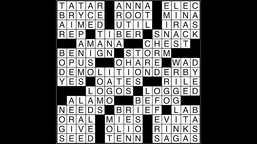 Crossword puzzle answers: January 24, 2018