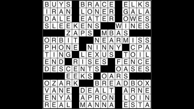 Crossword puzzle answers: January 25, 2018