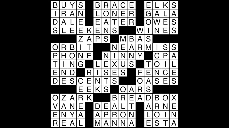 Crossword puzzle answers: January 25, 2018