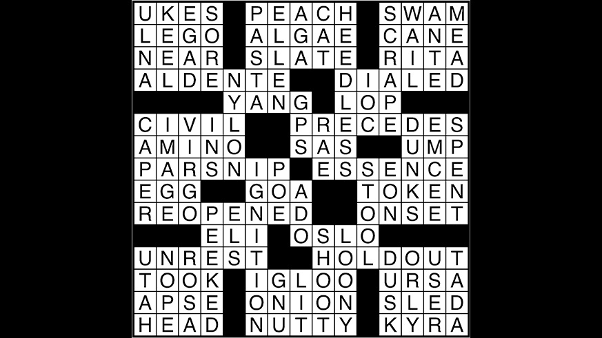 Crossword puzzle answers: March 13, 2018