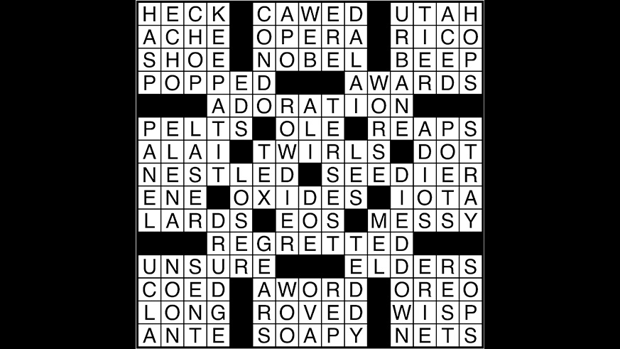 Crossword puzzle answers: March 21, 2018